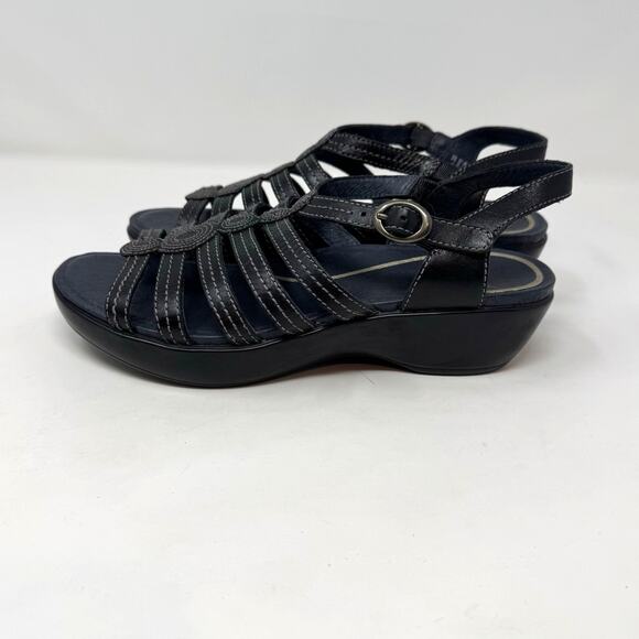 Dansko Drea Leather Fisherman Sandals 38 8 Strappy Wedge Slingback Comfort - Picture 2 of 11
